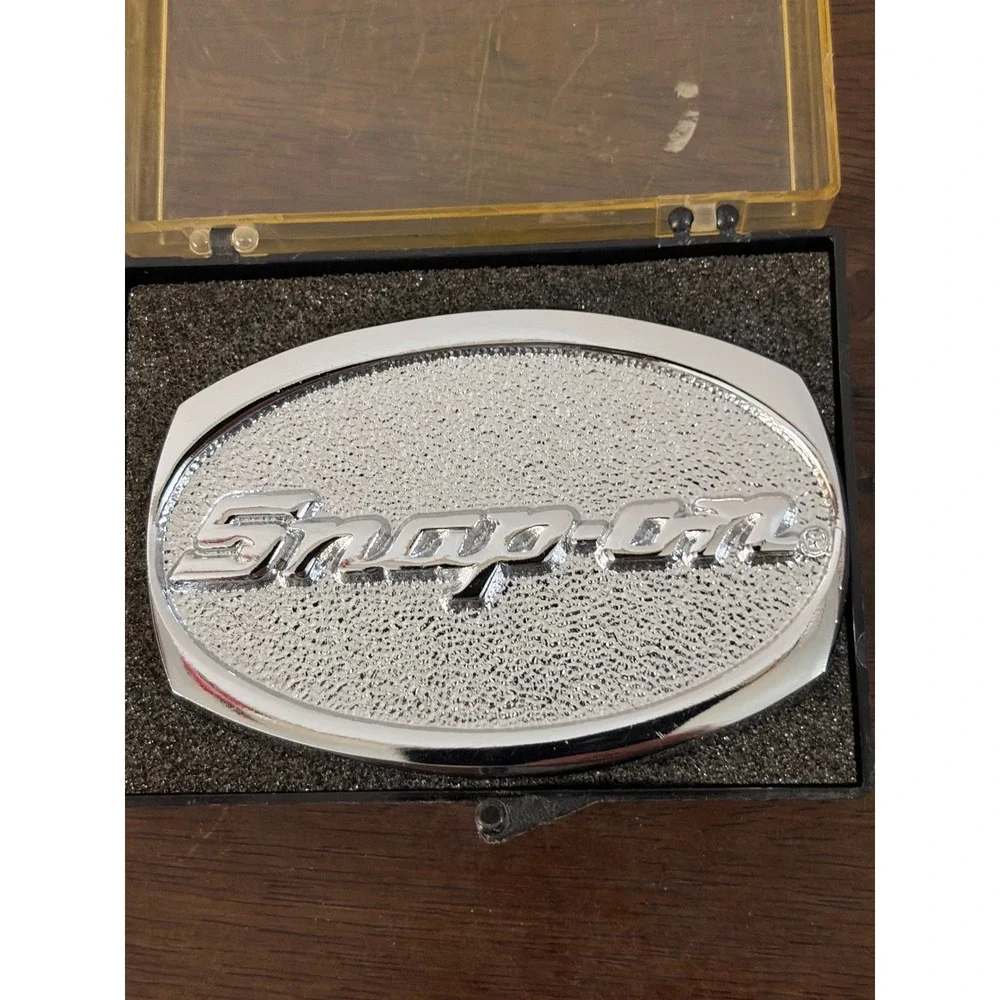 Snap-on Tools Belt Buckle Chrome on Solid Brass Oval Script Logo‎ SPP-509 USA